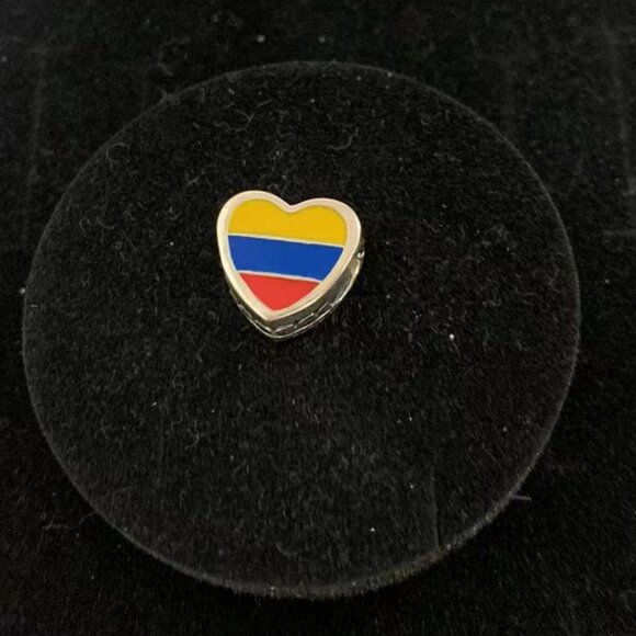 Pandora Colombia American Flag Exclusive Heart Charm Bead Pendant - Picture 2 of 3
